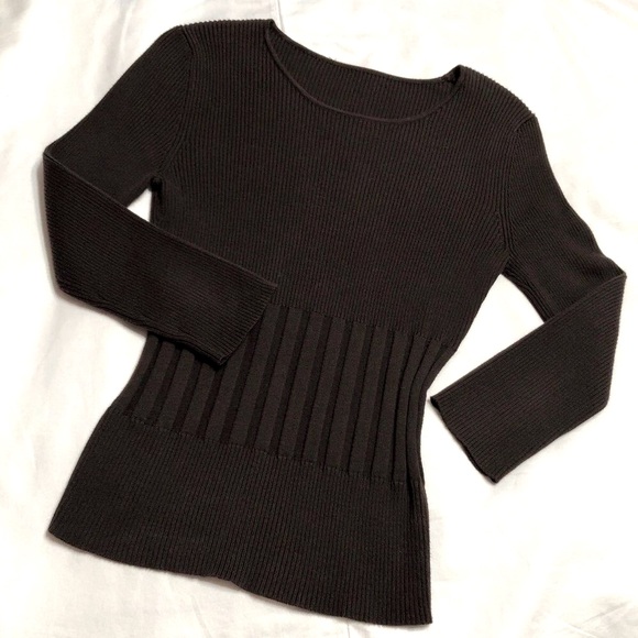 Ribbed Sweater for Women Crew Neck Brown Size Small - Picture 1 of 7